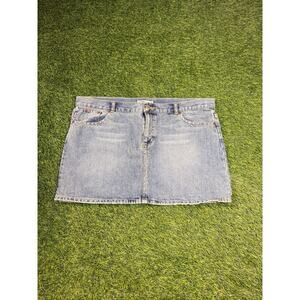Old Navy Denim Mini Skirt Womens Size 14 Blue Low Rise Y2K Jean Skirt Cotton